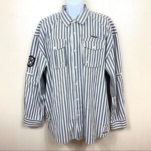 Parish Nation men’s striped shirt Gray Sz 4X large